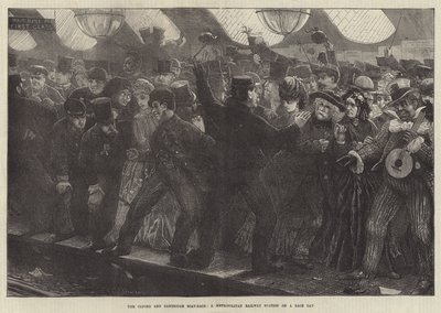 De Oxford en Cambridge Bootrace, een Metropolitan Railway Station op een racedag door Charles J. Staniland